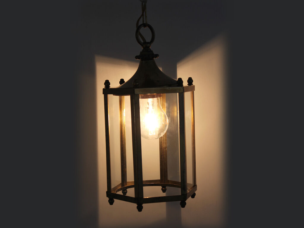 Glass lantern and brass
