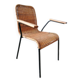 Fauteuil en rotin, structure métal, Allemagne, années 70