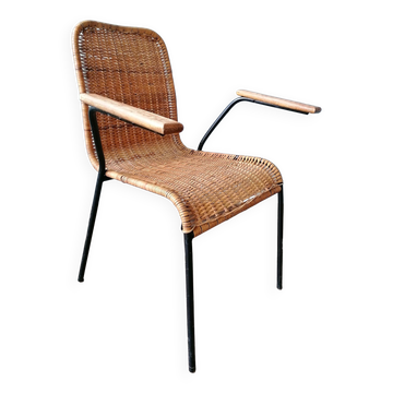 Rattan armchair, metal structure, Germany, 70s