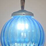 Set of 2 charming vintage Murano blue glass pendant lights, 1960