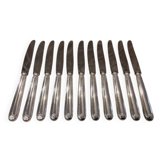 11 silver-plated metal lunch knives by Ravinet Coquille, 18cm
