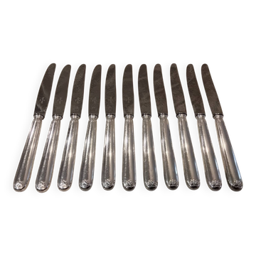 11 silver-plated metal lunch knives by Ravinet Coquille, 18cm