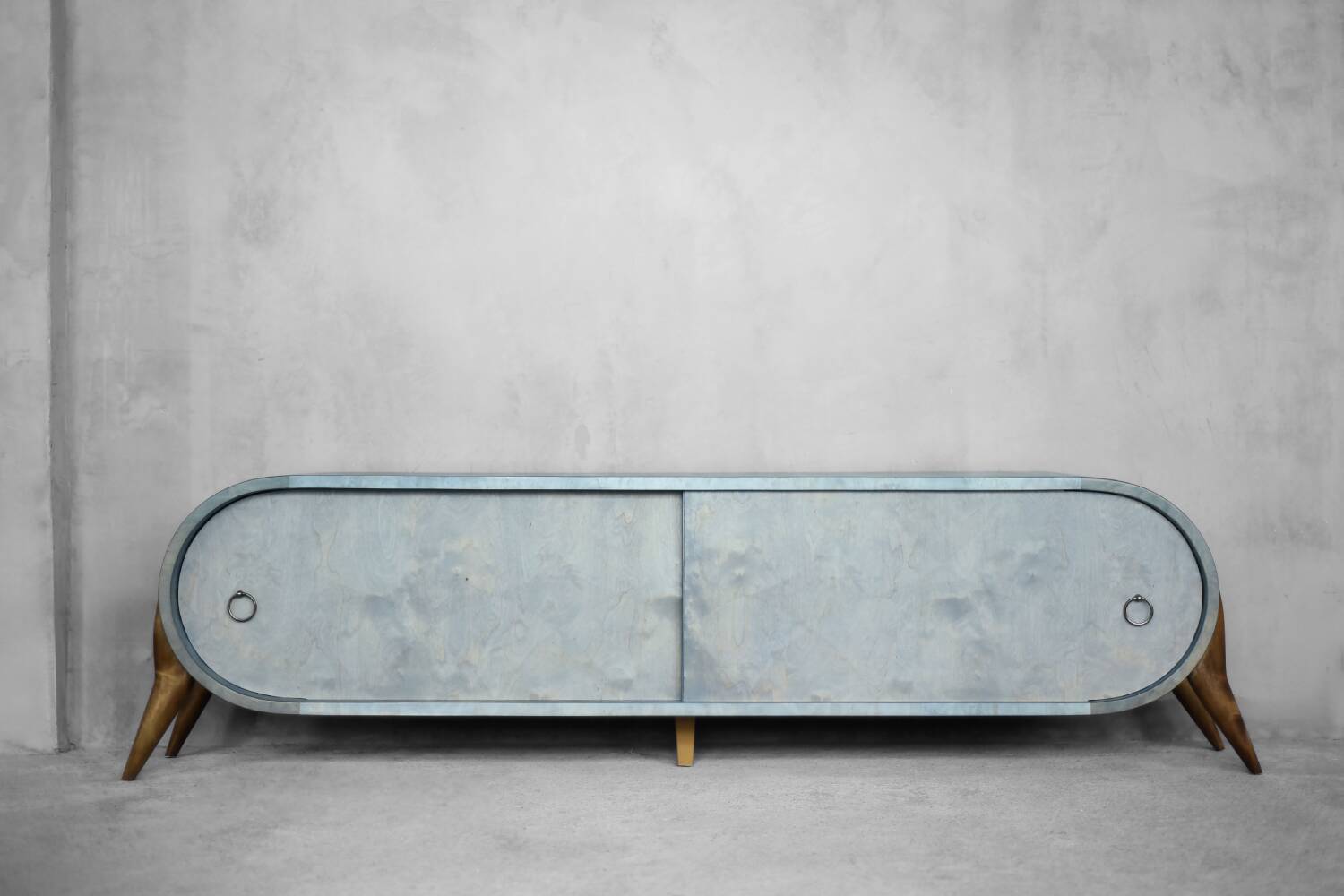 Buffet vintage du milieu du siècle moderne italien turquoise en bouleau