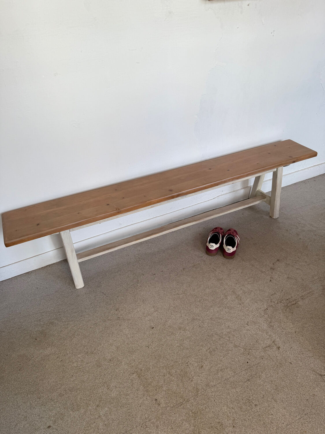 Vintage solid wood farmhouse bench