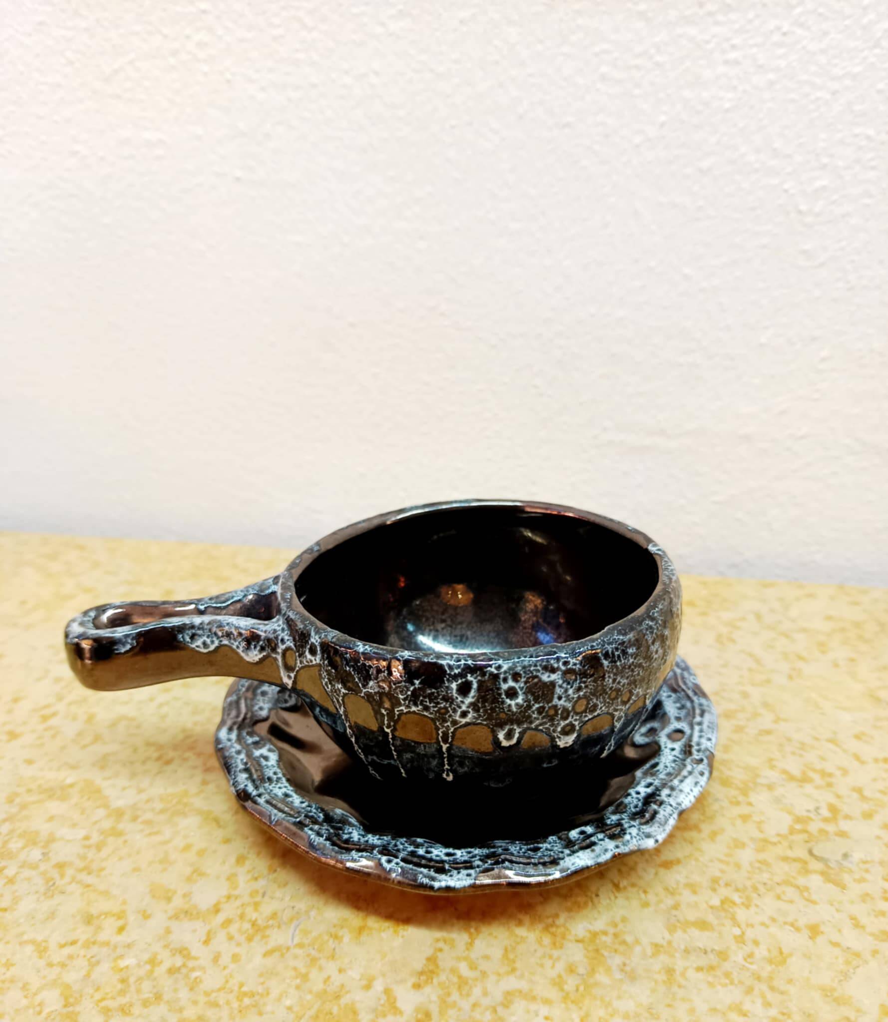 Six vintage Sars Poteries coffee cups, 1960