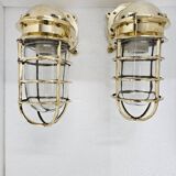 Nautical Ship Marine Solid Brass Passageway Bulkhead Light With Junction Box With Wire
