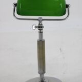 Lampe de table de banquier plaquée chrome Art déco des années 1930, Tchécoslovaquie