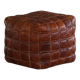 Mid-20th century pouf / ottoman cube in patinated brown leather, 1960s.