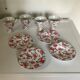 4 tea cups and saucers in shabby pink porcelain