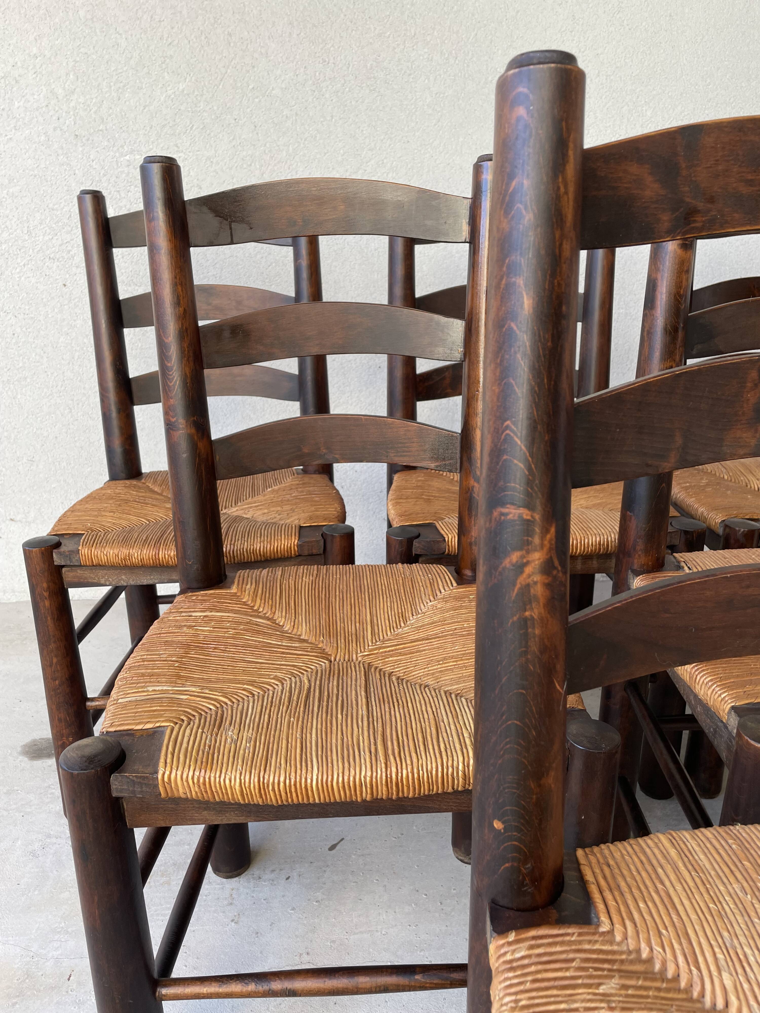 6 Brutalist Georges Robert chairs c.1950