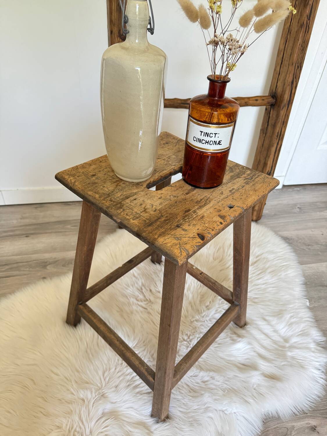 Old wooden painter's stool
