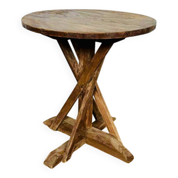 Table Vigneronne ronde - Mange debout en bois