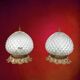 Pair of Massive Belgium ceiling lights in pressed glass and gold metal – late 1960s