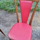 Set of 6 chairs from the 60s in red moleskine