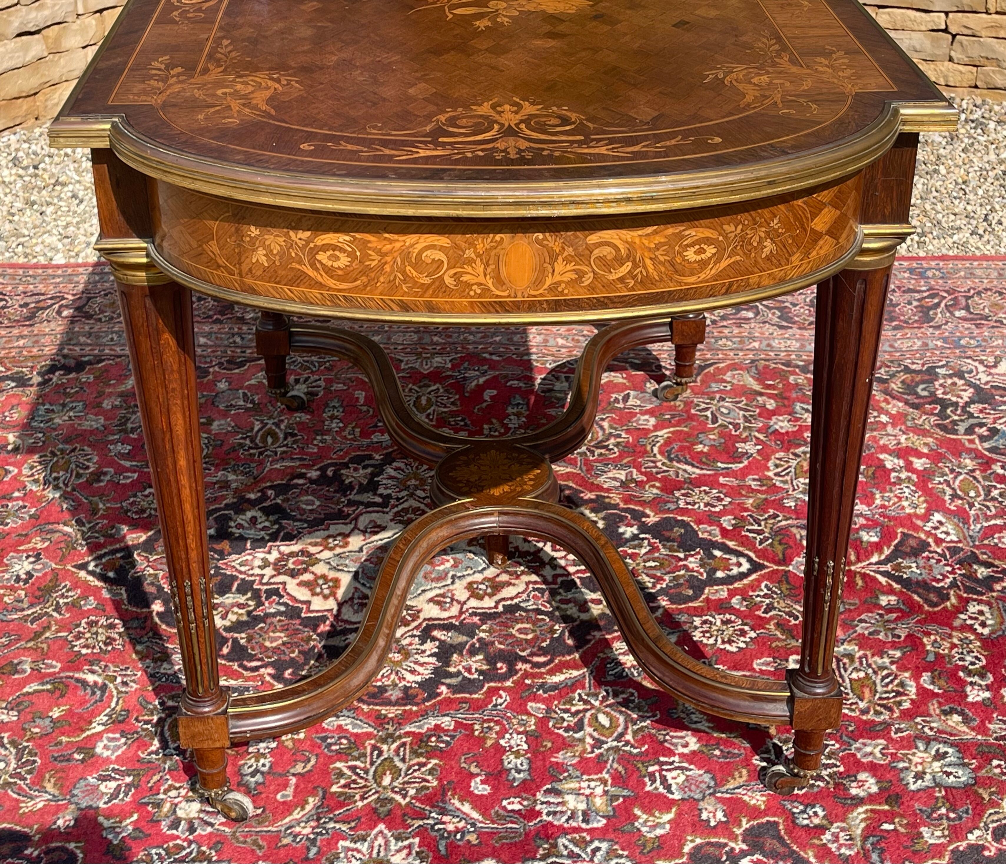 Middle Table Marquetry and Bronze Napoleon III Era - NINETEENTH