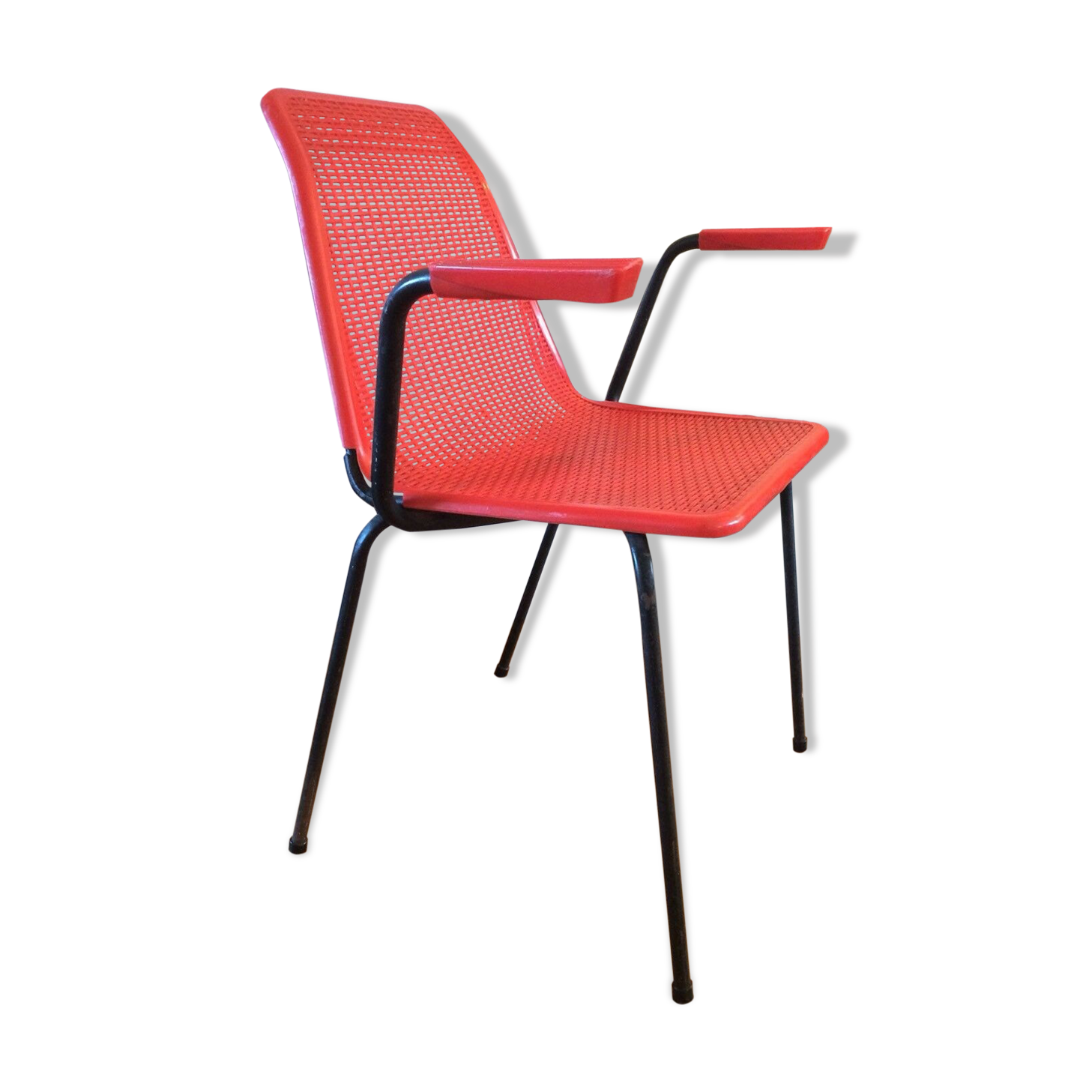 Braided plastic armchair and steel design 50s - 60s