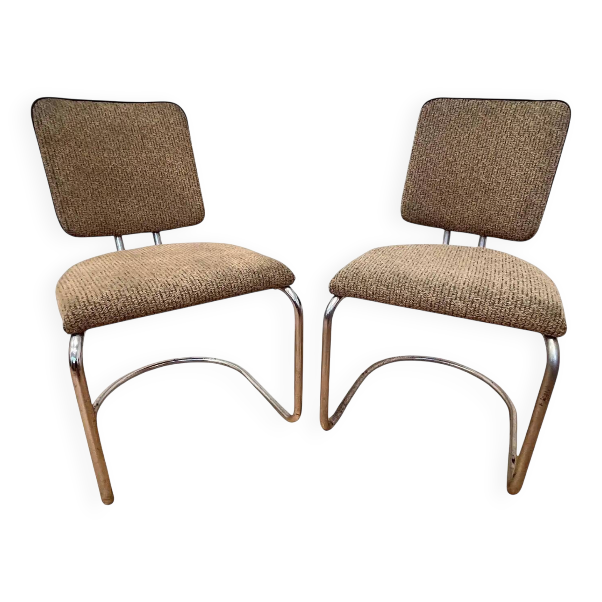 Quatre chaises Bauhaus en acier tubulaire chromé, conçues par Fritz August Breuhaus/Thonet - 1930