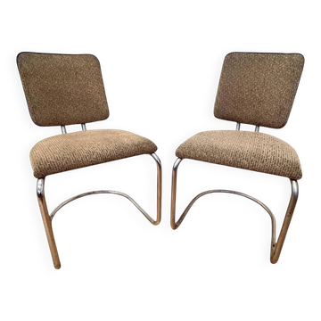 Quatre chaises Bauhaus en acier tubulaire chromé, conçues par Fritz August Breuhaus/Thonet - 1930