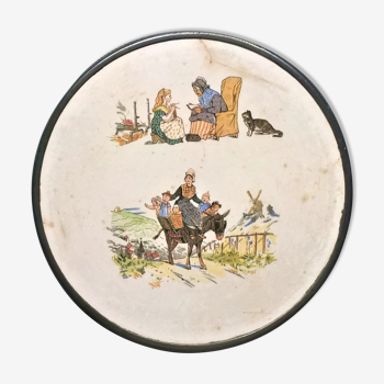 Ancien dessous de plat rond sarreguemines enfants richard dv ~ 1920