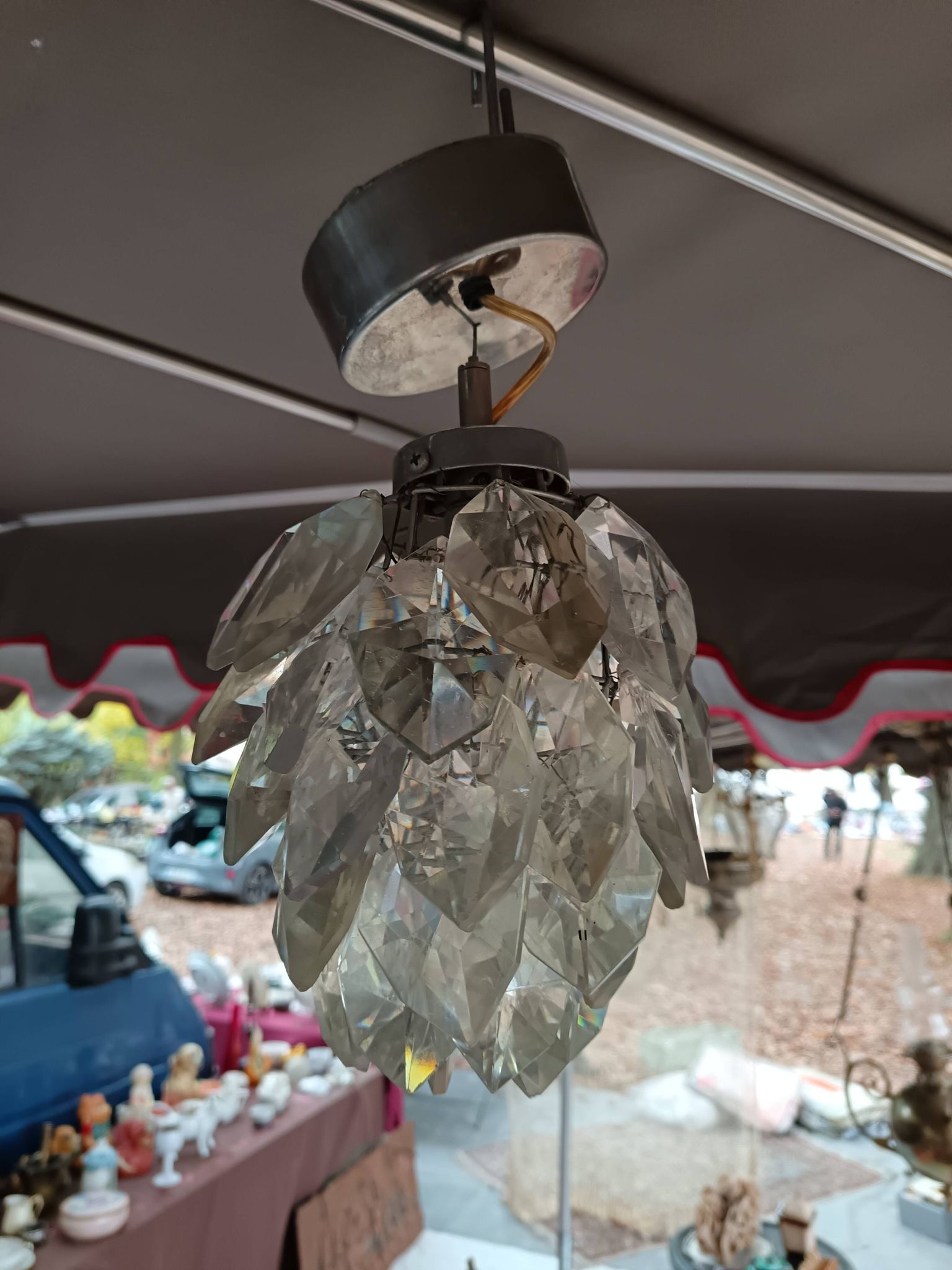 Lustre pampilles glycine / verre / cristal