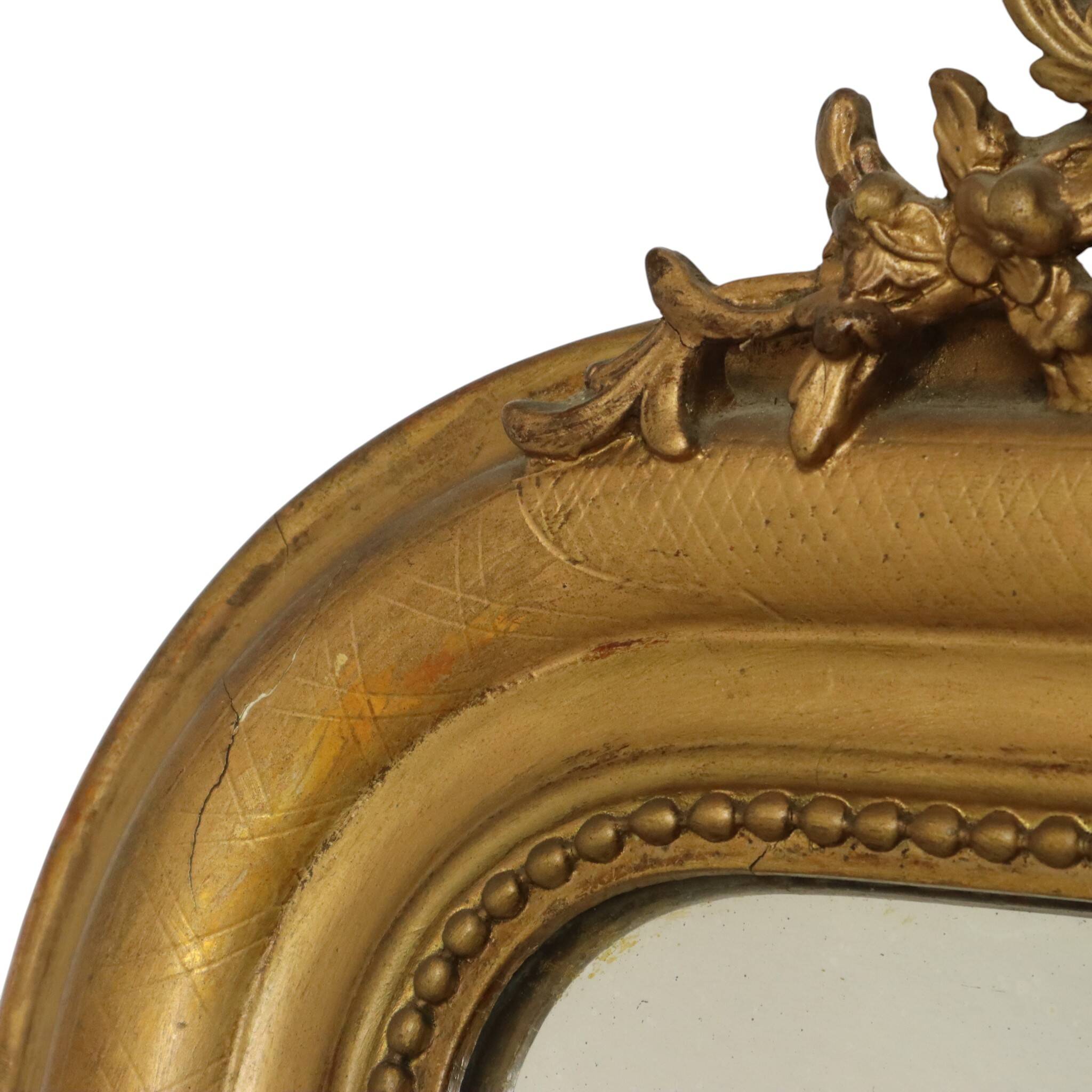 Miroir doré français Louis Philippe antique, fin du 19e siècle
