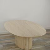 Oval coffee table in Italian design travertine from the 70s