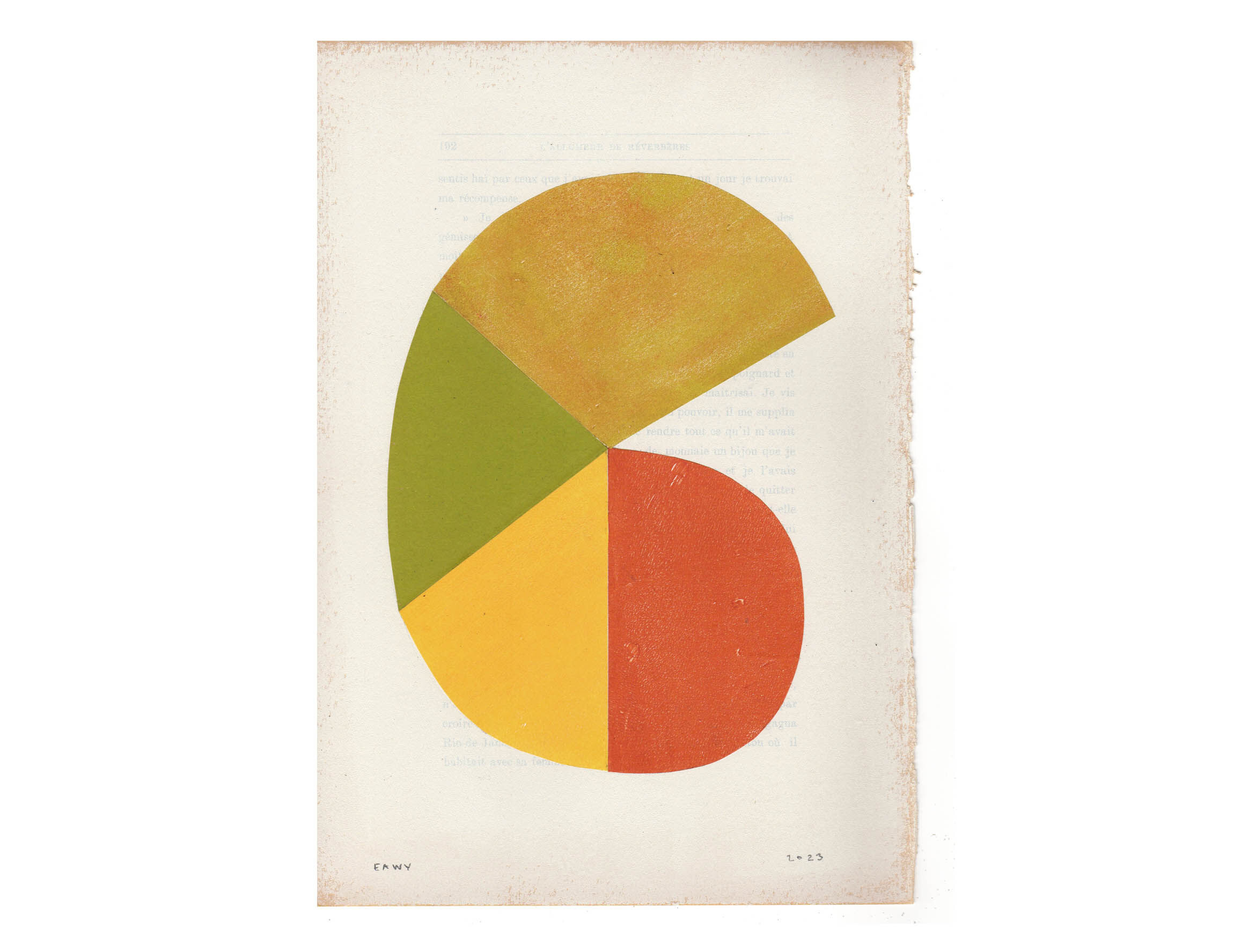 Series of 4 collages on old paper signed Eawy