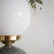 Lampe céramique grise & opaline