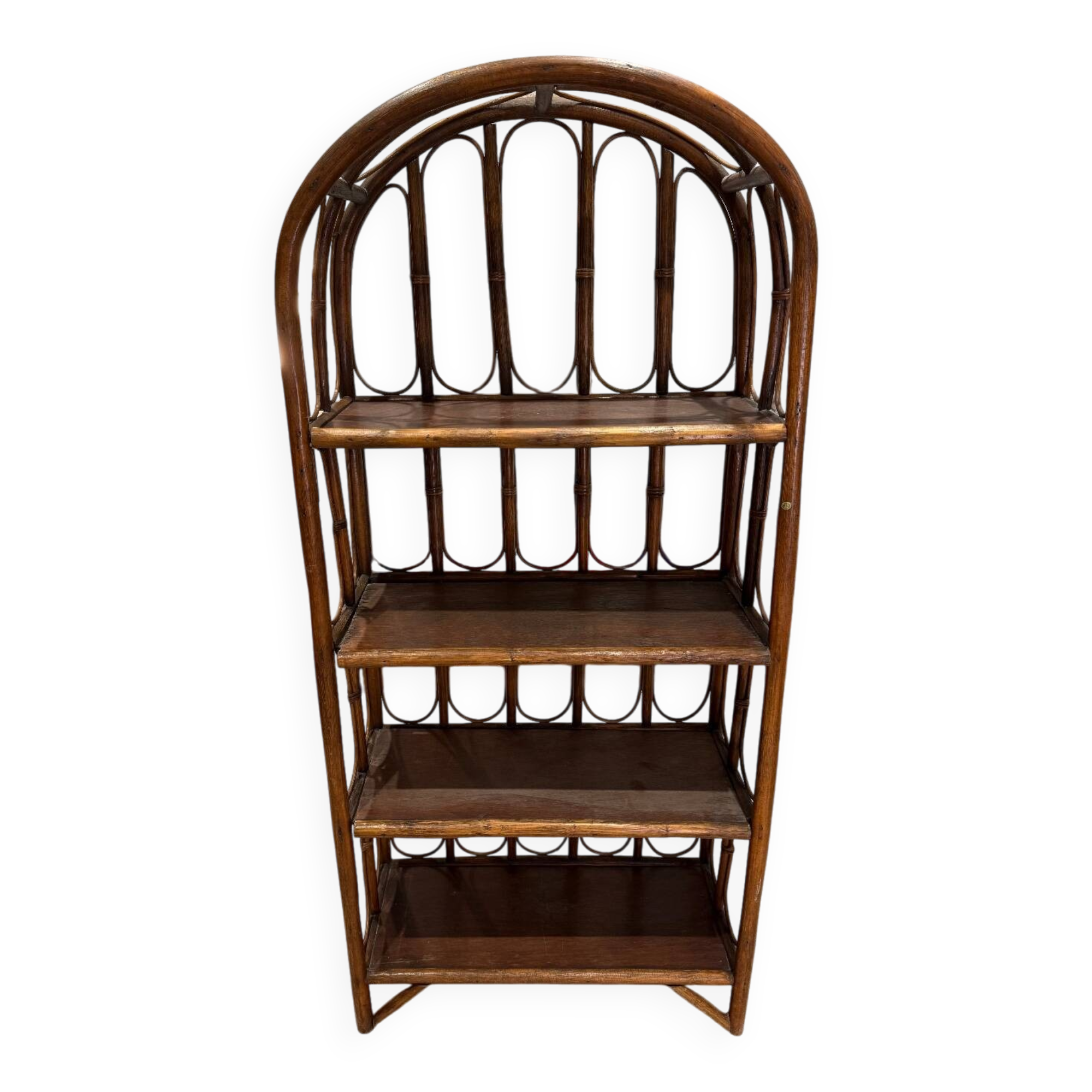 Étagère vintage en rotin - 4 niveaux - Made in Sri Lanka
