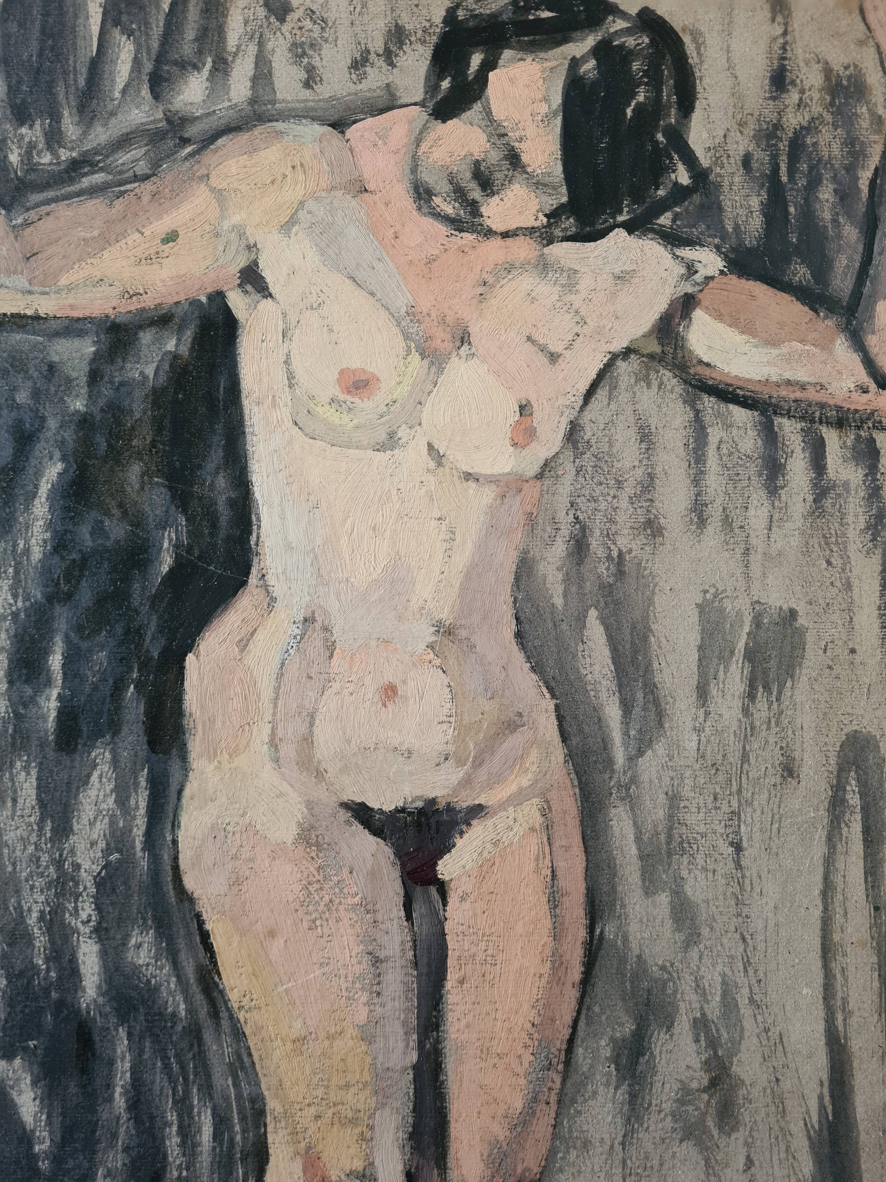 Study of nude in the workshop - oil of 1923 by Bordes
