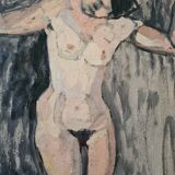 Study of nude in the workshop - oil of 1923 by Bordes