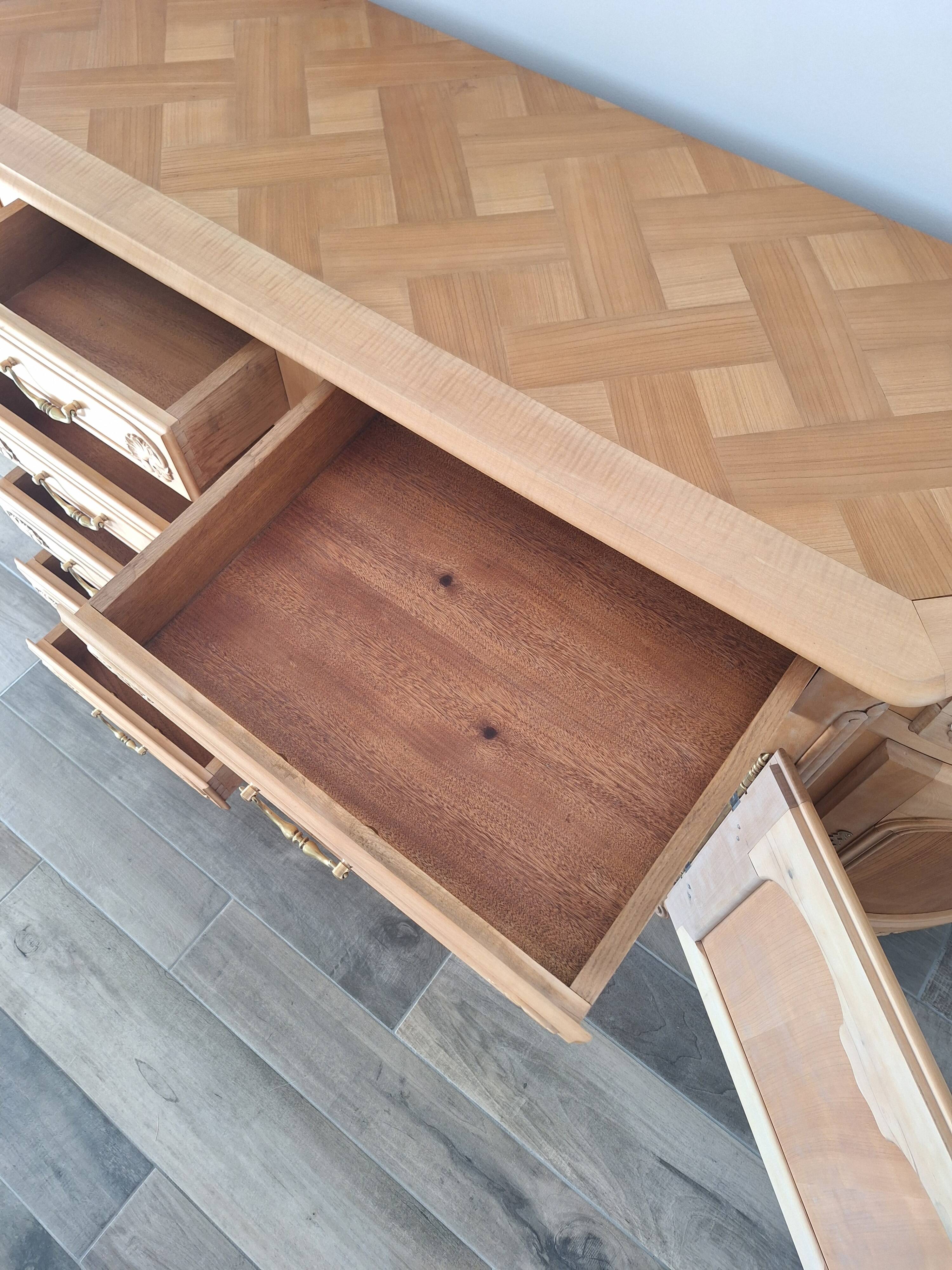 Low buffet in solid cherry wood renovated – Louis XV style – 250 cm