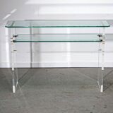 Table Console en Verre et Lucite par Roche Bobois, Circa 1980