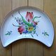 Faience plate KG LUNEVILLE "Street Lamp" crescent half-moon flowers