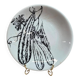 Flat plate Gien France vegetable garden decoration black and white courgettes