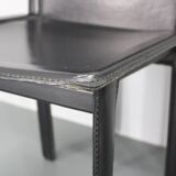 1980s Set of Four Dining Chairs in Leather in Matteo Grassi Style, Italy