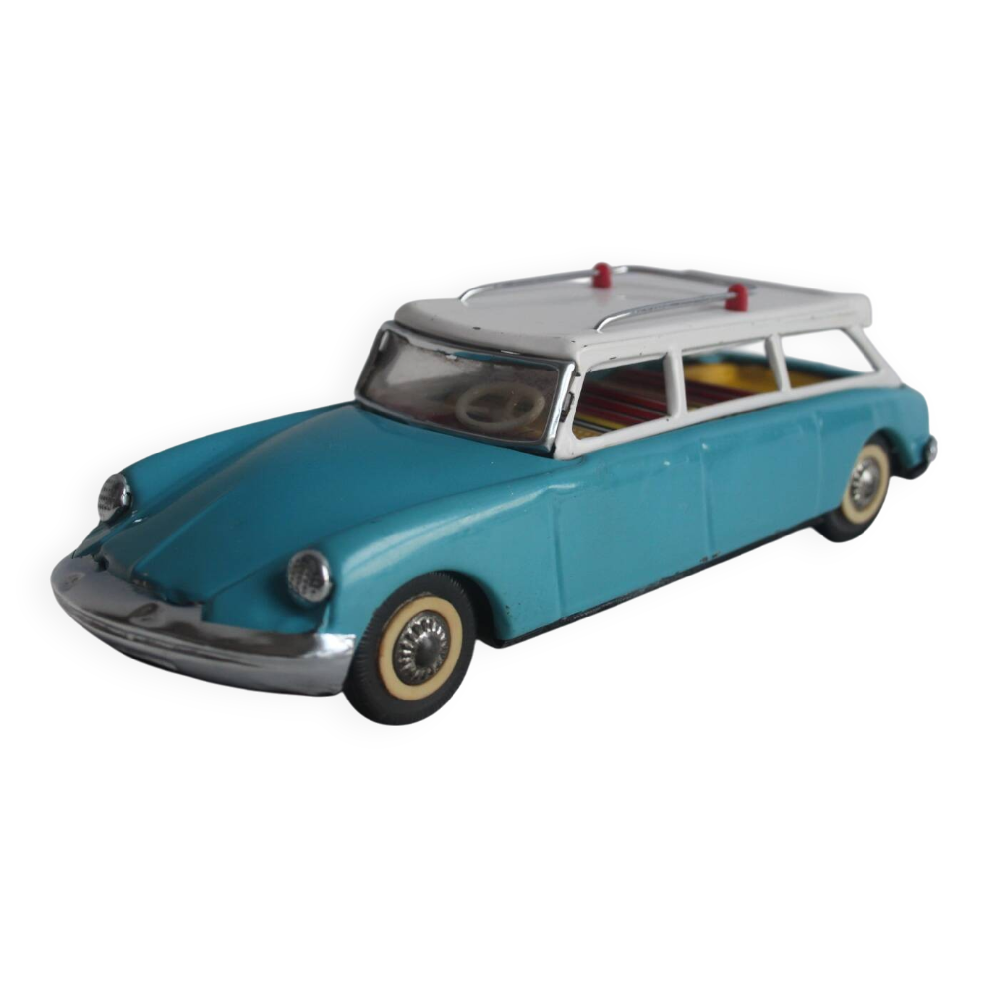 Vintage tin model car, Citroën DS station wagon, 1960s.