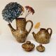 Pair of vintage brutalist ceramic teapots from the 1970s.