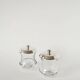 Pair of crystal and silver-plated condiment pots, Saint Hilaire, 1960.