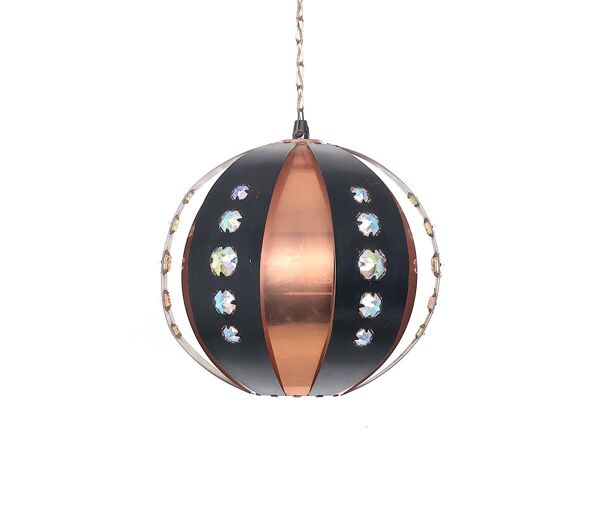 Lampe suspendue en cuivre Werner Schou pour Coronell, années 1960