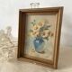 Antique framed watercolor bouquet of flowers