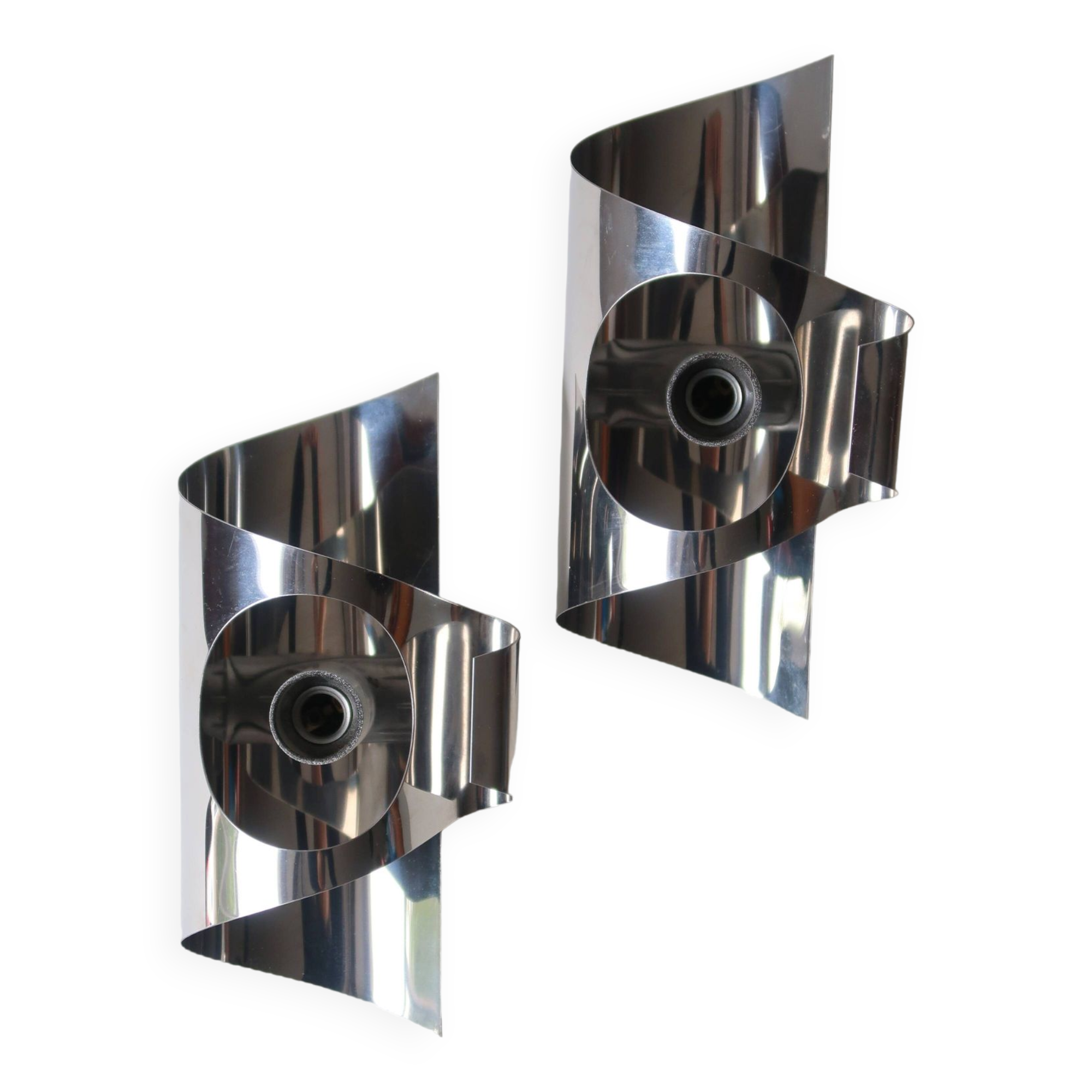 Paire d'appliques chrome vintage 70