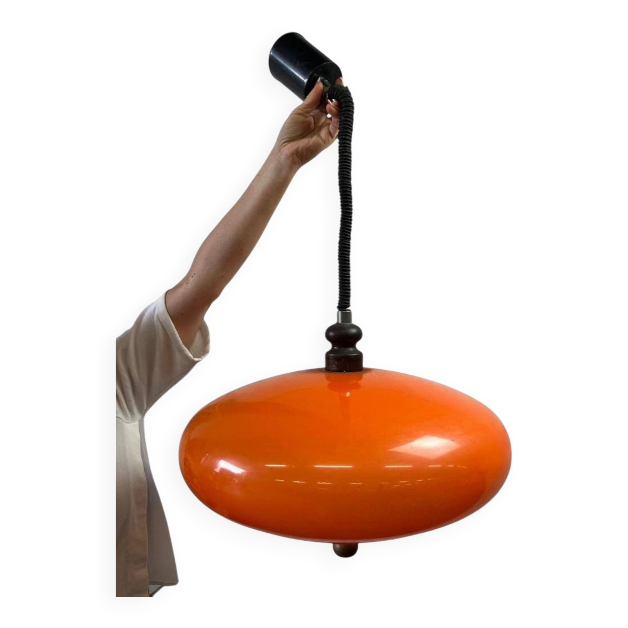 Vintage orange UFO chandelier / pendant light from the 70s
