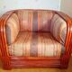 1980s armchair in red rattan and bamboo, made by Maugrion.
