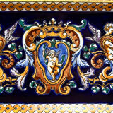 Cake dish cake Gien Renaissance blue background