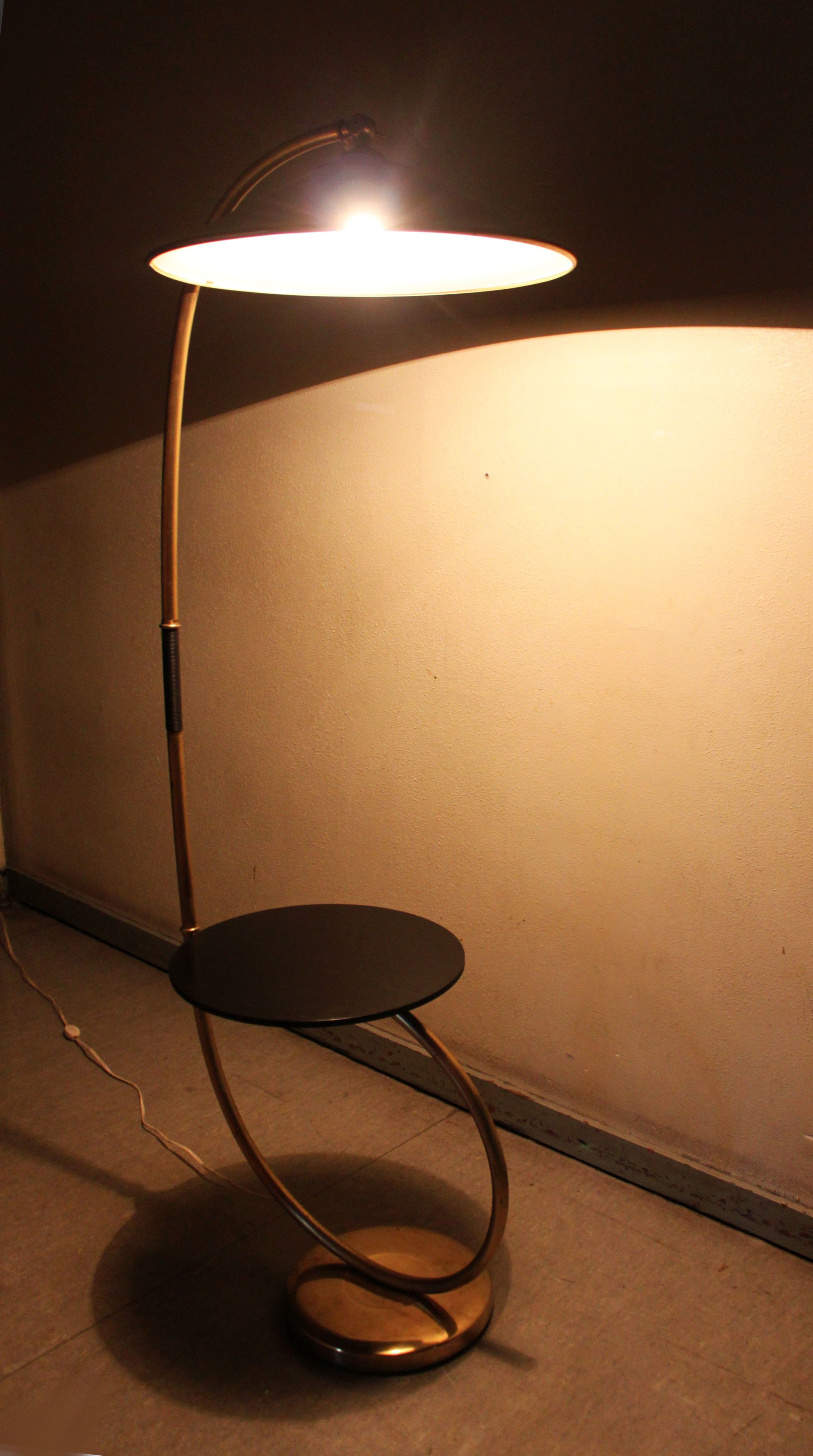 Floor lamp with shelf by Kaiser, Germany, 60's.