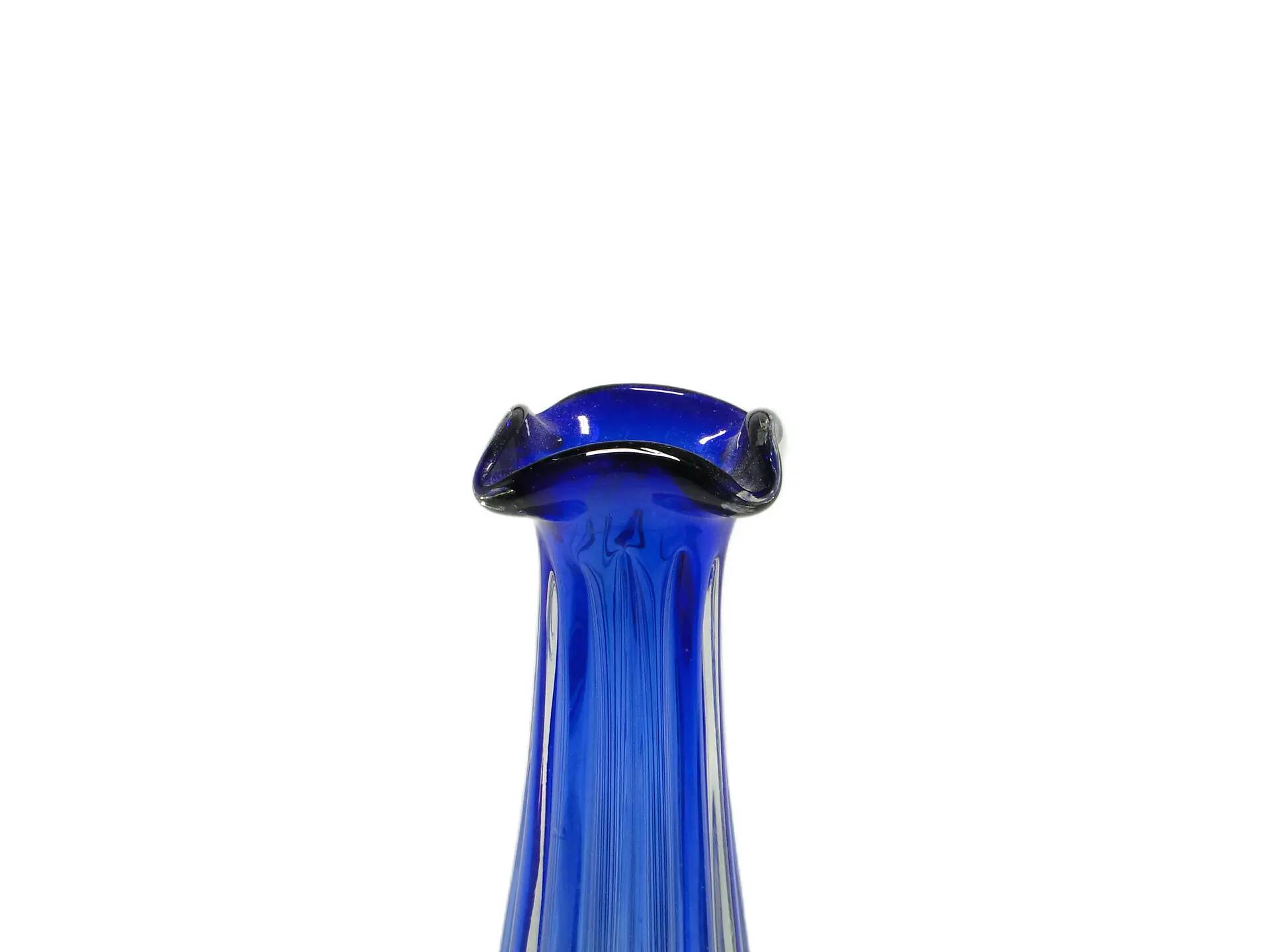 Vase, mid-century modern, blue glass, by J. Hospodka, Czechoslovakia, 1960s.