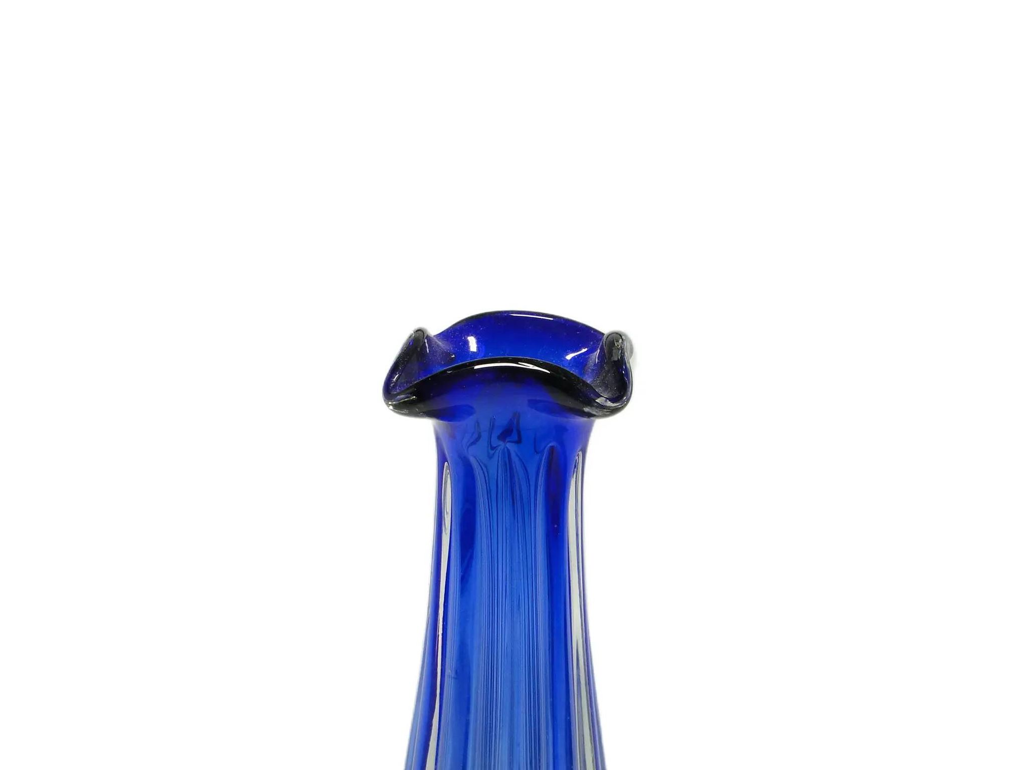 Vase, mid-century modern, blue glass, by J. Hospodka, Czechoslovakia, 1960s.