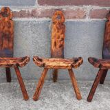 Set of 5 wooden tripod chairs