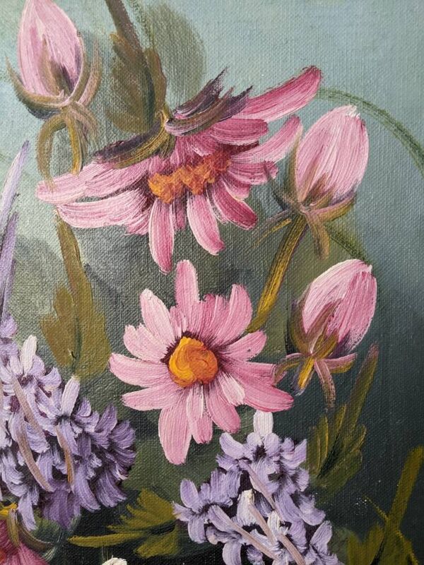 Tableau acrylique sur toile décoration campagne bohème fleurs nature morte